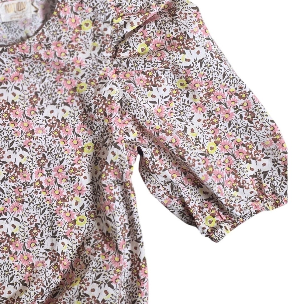 Nation LTD Floral Puff Sleeve Blouse Women Medium Pink Yellow 2220CPDA - Picture 12 of 12
